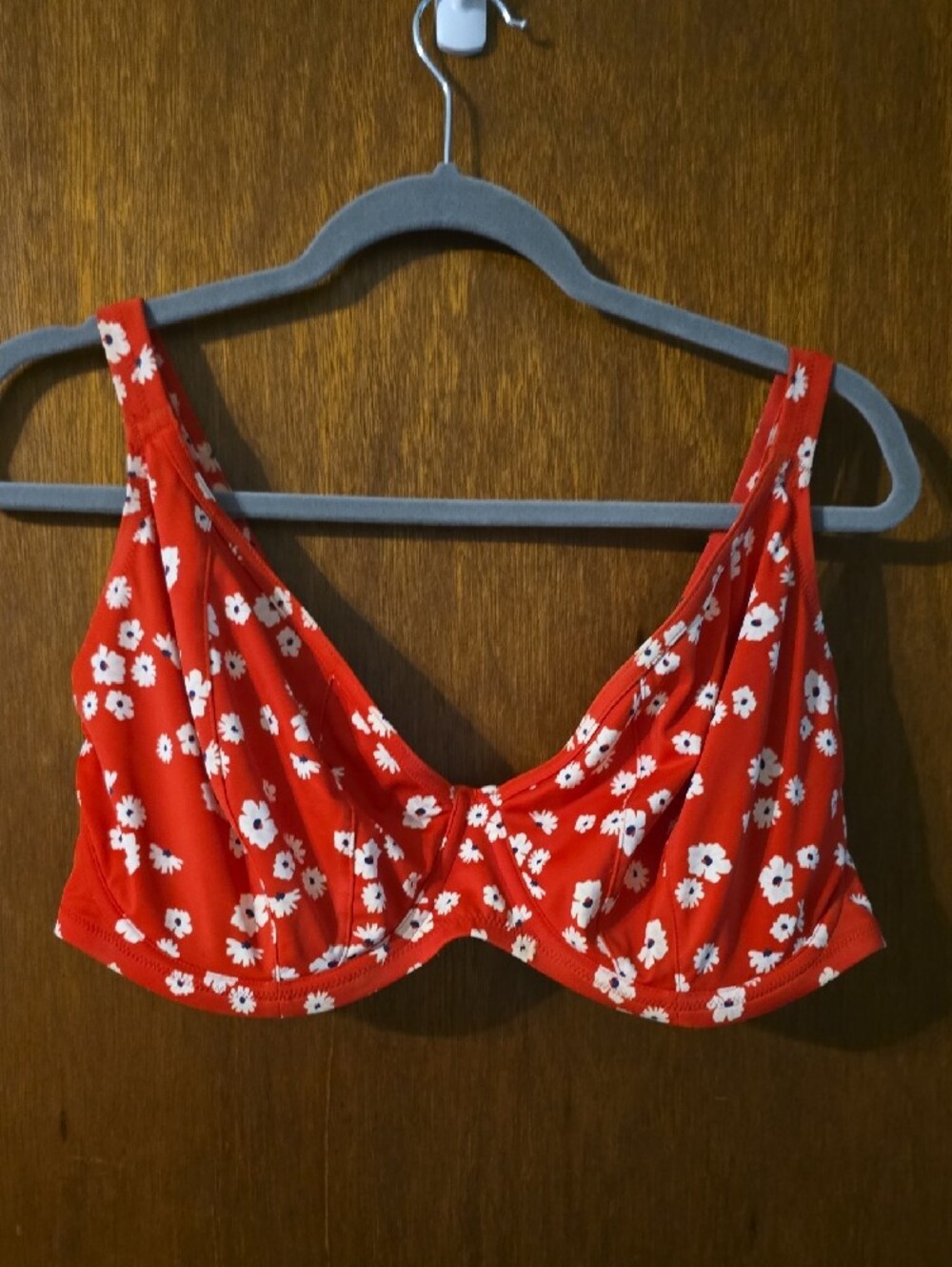 Elomi Red Floral Underwire Sweetheart Bikini Top US 36i - Picture 3 of 7